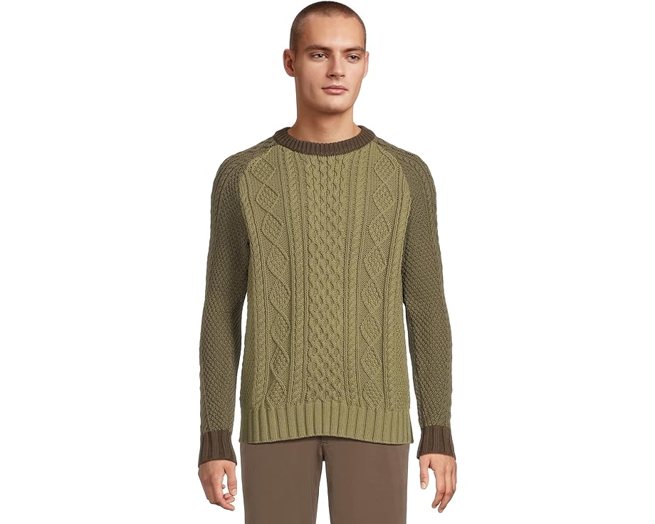 L.L.Bean Хлопковый свитер Fisherman с воротником-поло и цветными блоками в облегающем крое