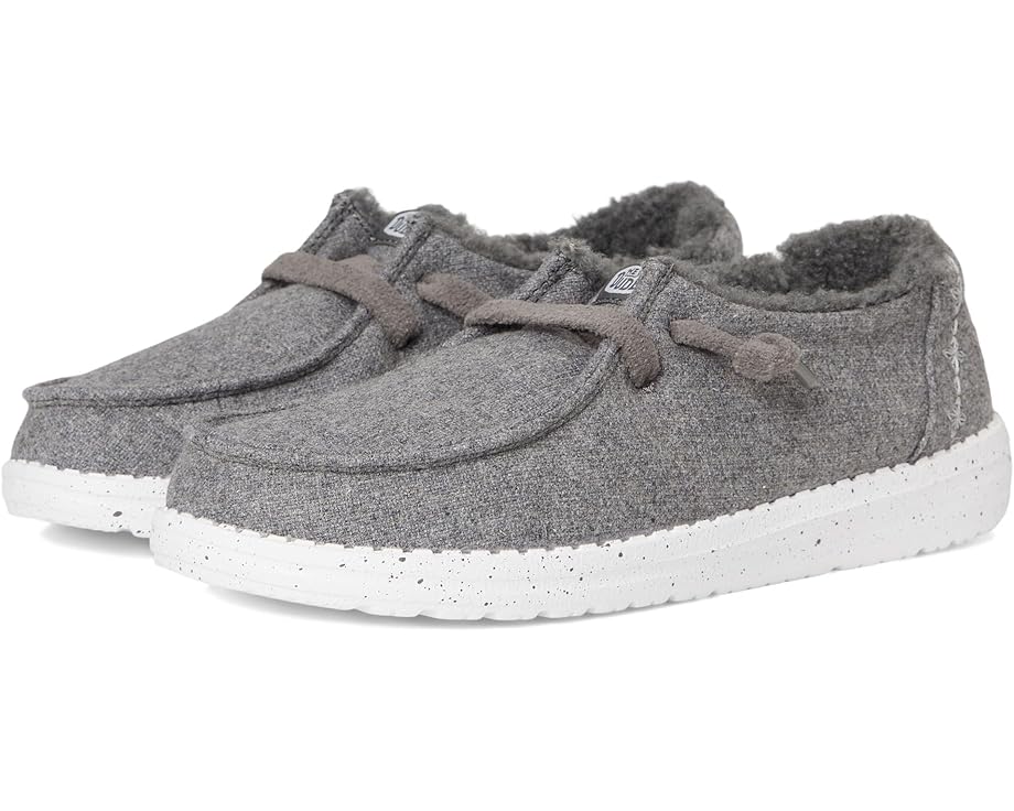 Детские лоферы Hey Dude Kids Wendy Wool Cozy из шерсти с искусственным мехом