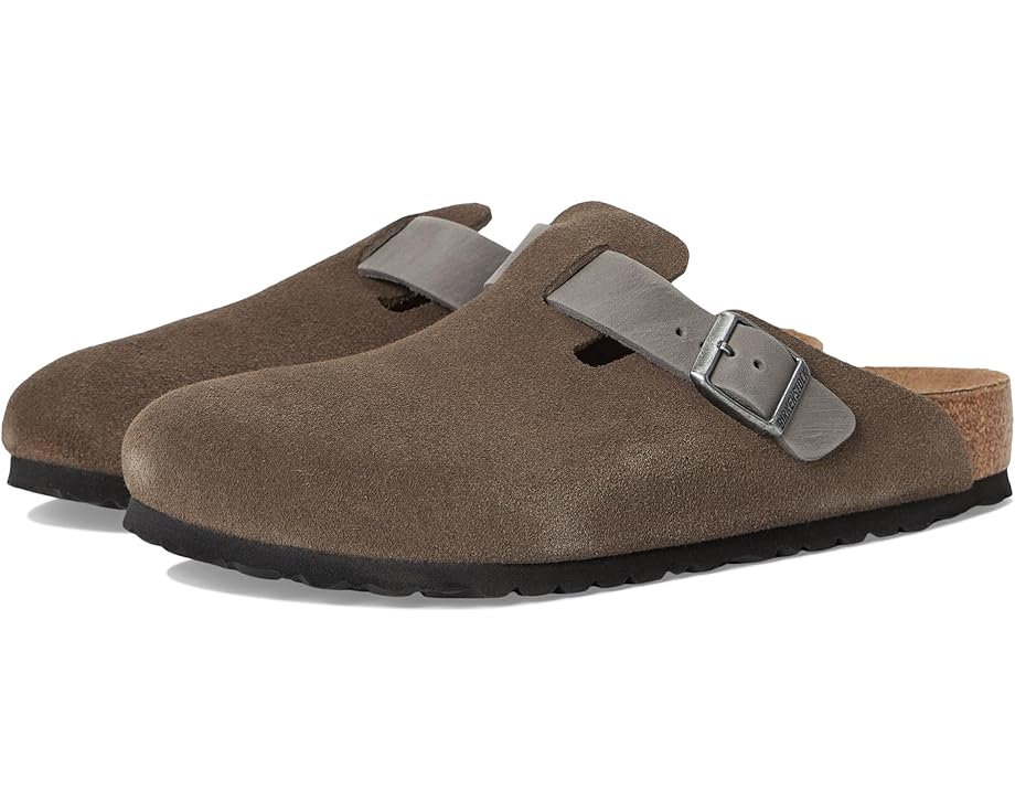 Клоги Birkenstock Boston из замши и промасленной кожи с пробковой стелькой