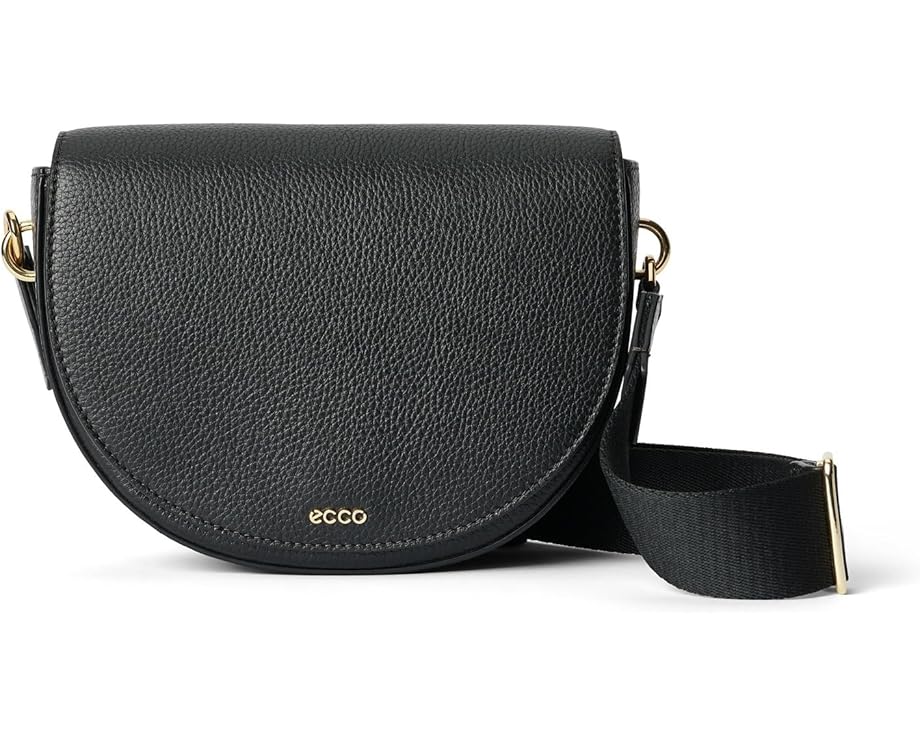 Сумка через плечо ECCO Saddle Bag из черной тесненой кожи