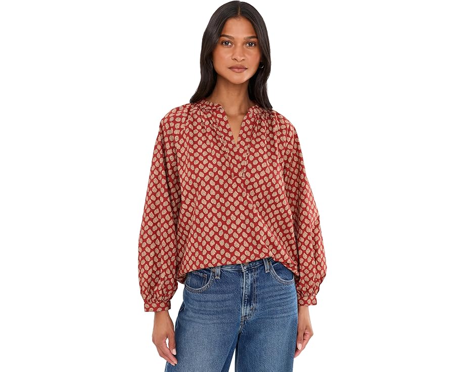 Топ Faherty Coastal Poplin Eleanor с V-образным вырезом