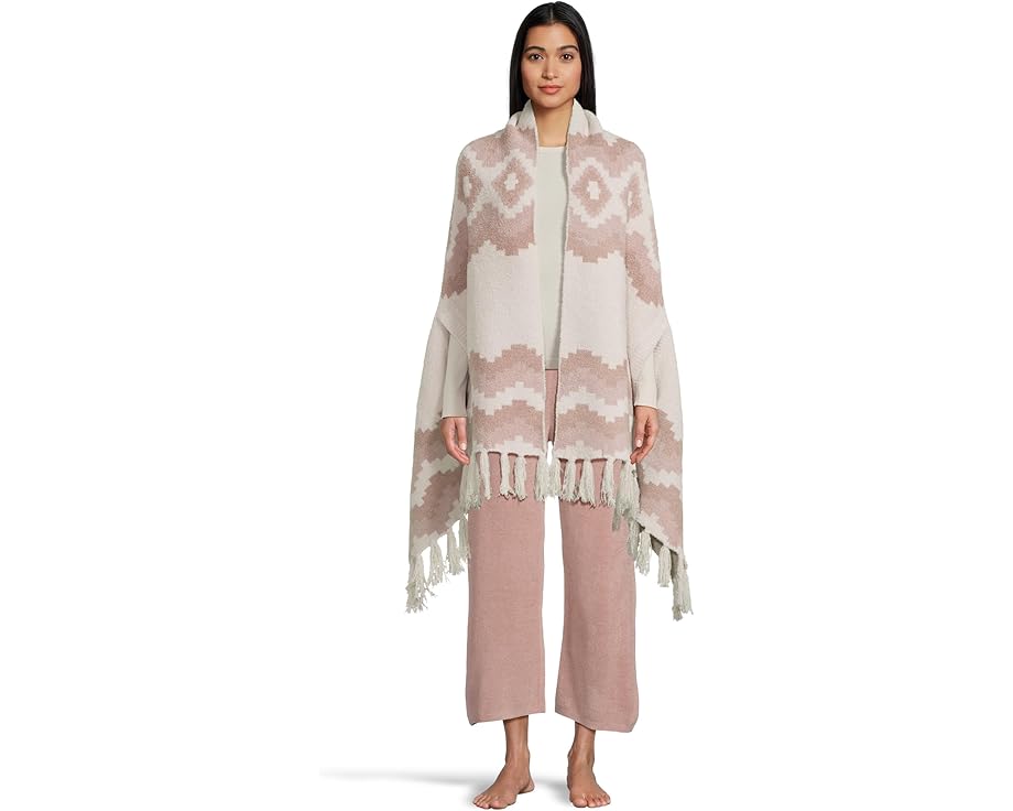 Накидка CozyChic Mosaic Barefoot Dreams с бахромой и прорезями для рук