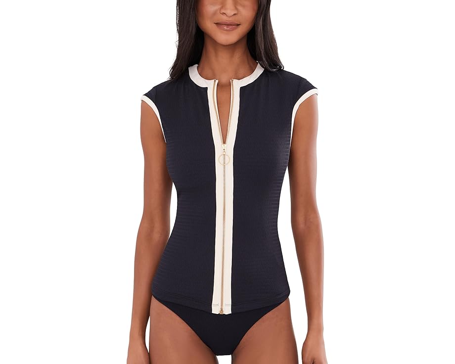 Seafolly Солнцезащитный топ Bandwave Cap Sleeve Sunvest