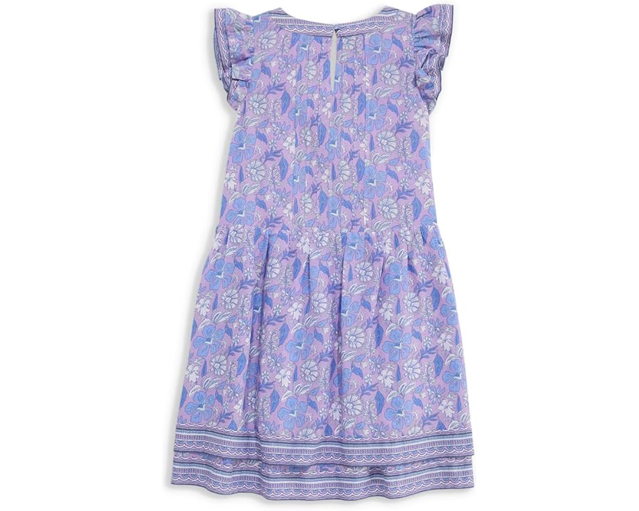 Платье Vineyard Vines Kids Flutter Pintuck с V-образным вырезом и короткими рукавами-фонариками