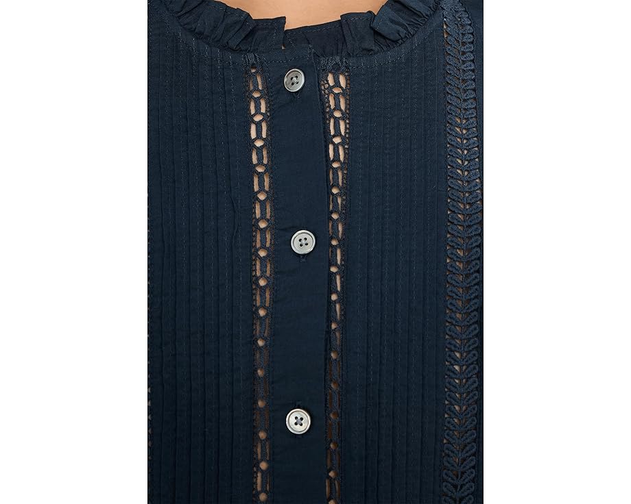 Блуза Madewell с высоким воротником и вставками из кружева