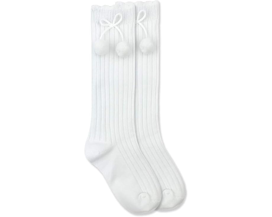 Girls Rib Pom Pom Knee High Socks 1 Pair Pack