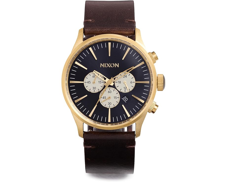 Nixon Sentry Chrono Leather с кожаным ремешком и водонепроницаемостью 100 метров