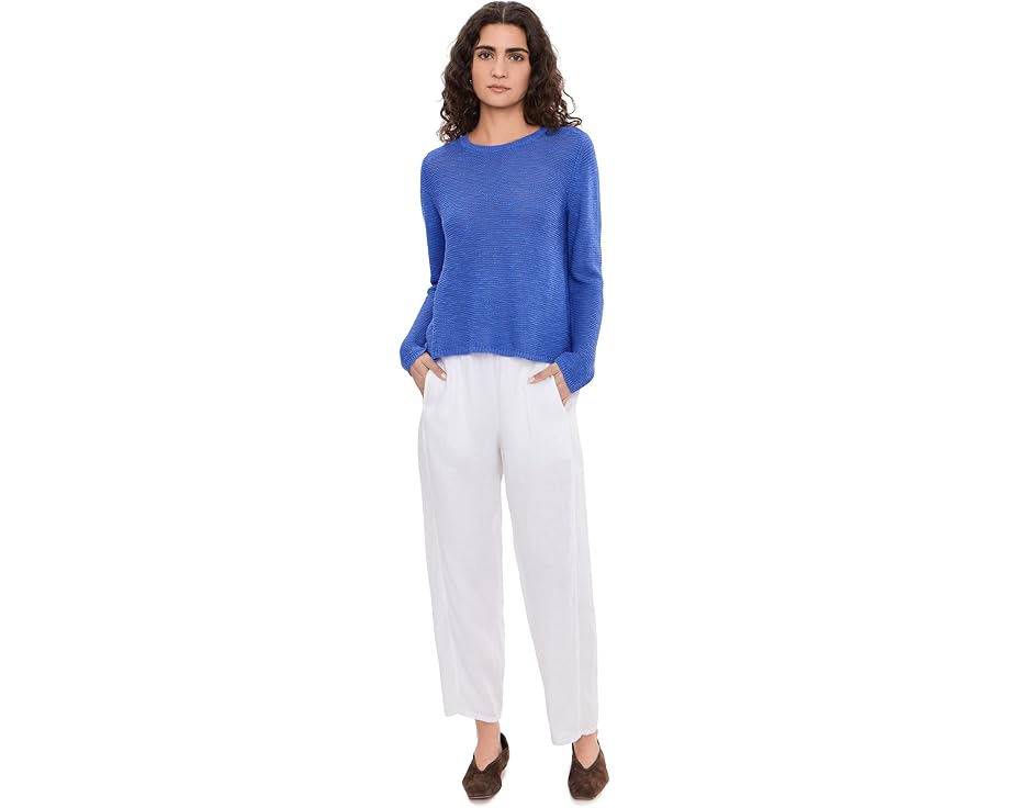 Свитер Eileen Fisher с круглой горловиной из смеси органического льна и хлопка