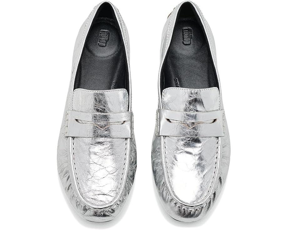 Лоферы FitFlop Delicato из жатой металлизированной кожи