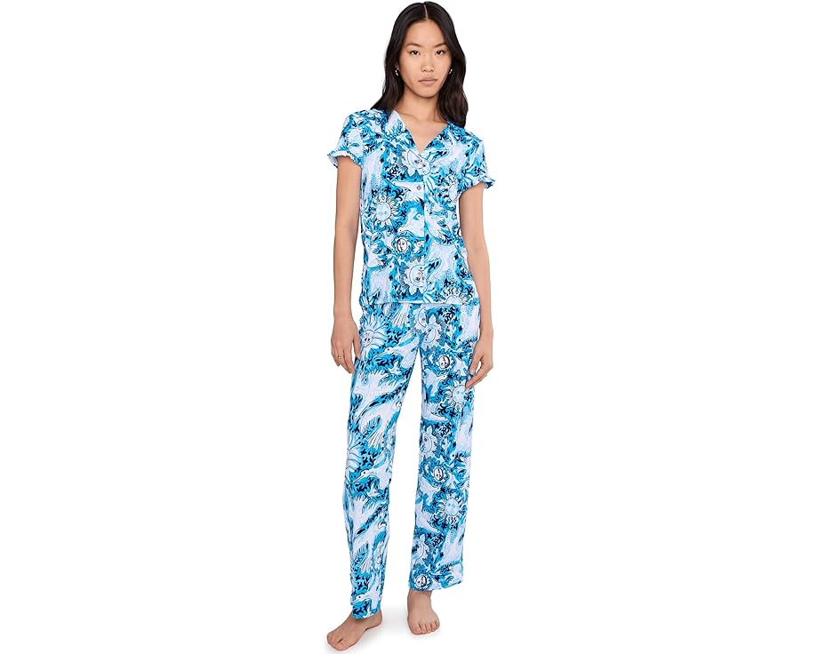 Пижамная блуза Lilly Pulitzer Valaine с воротником и пуговицами