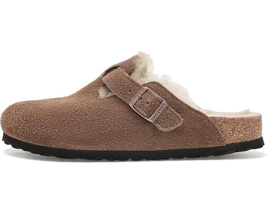 Birkenstock Boston Shearling замшевые клоги с мехом
