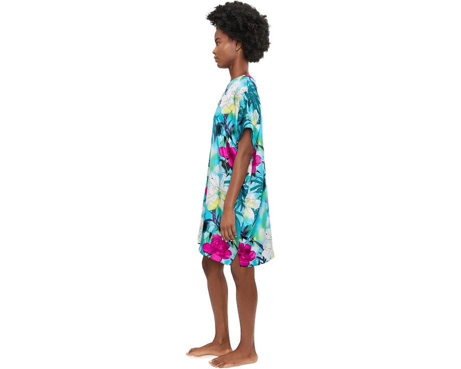 Natori пижамная рубашка Viva Printed Satin Sleepshirt с цветочным принтом