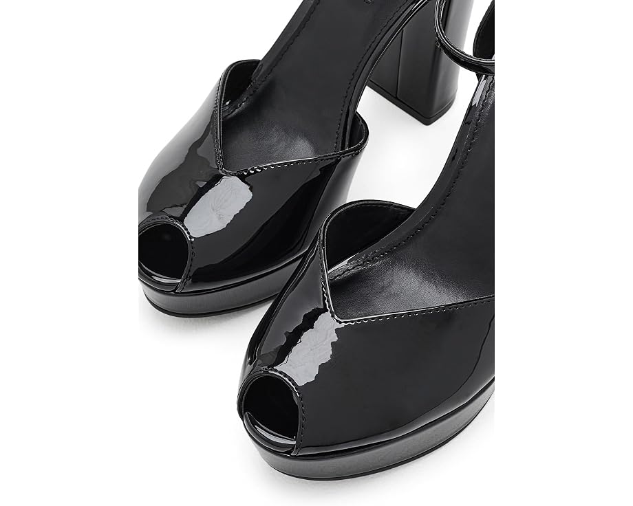 Лодочки Nine West Keela с блочным каблуком глянцевые лакированные черные