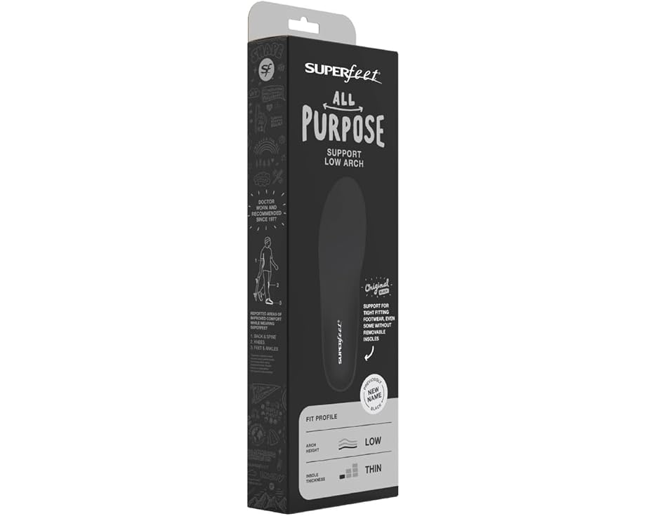 Стельки Superfeet All-Purpose с низким сводом, черные