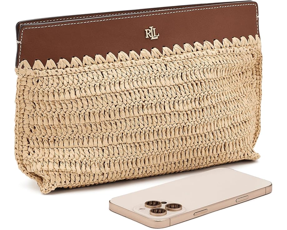 Большой клатч Lauren Ralph Lauren из вязаной соломки с кожаной отделкой