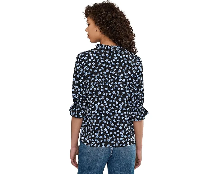 Блузка CeCe Elbow Sleeve Split-Neck с цветочным принтом