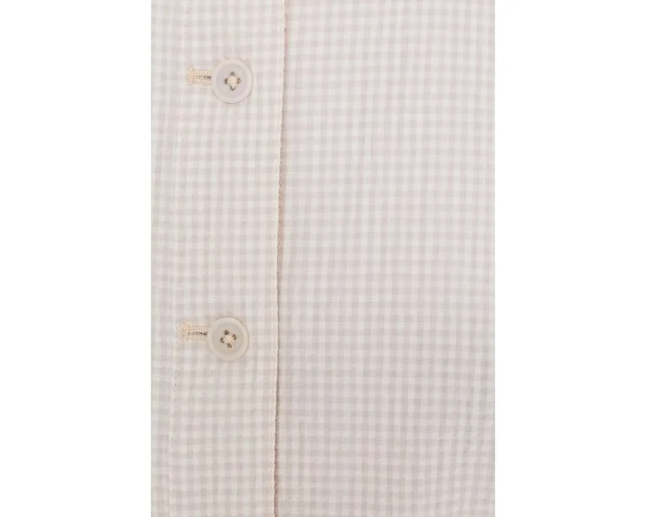 Куртка Organic Cotton Pucker Check с мандариновым воротником EILEEN FISHER
