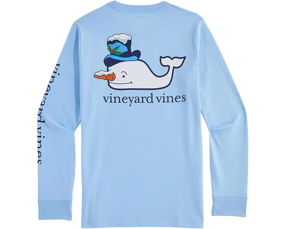 Vineyard Vines Kids футболка с длинным рукавом Classic Snowman Whale с графическим принтом