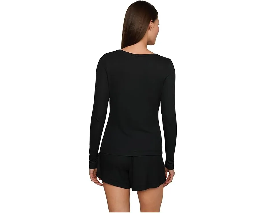 Футболка Eberjey Dream Rib Longsleeve Henley из модала с пуговицами