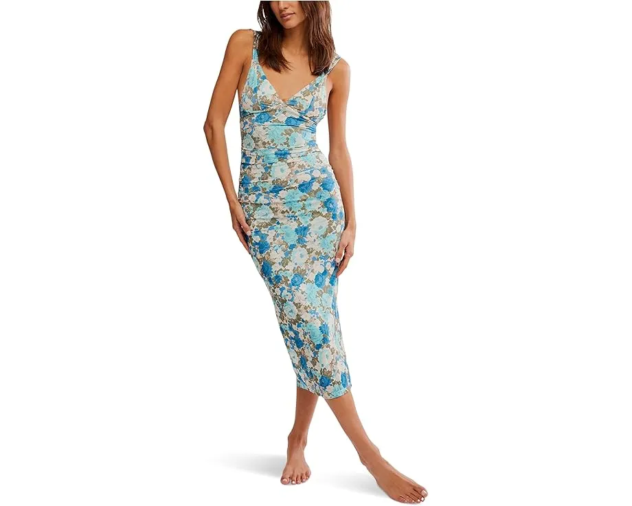 Топ Free People Long Live Printed Mesh с глубоким вырезом и сетчатой вставкой