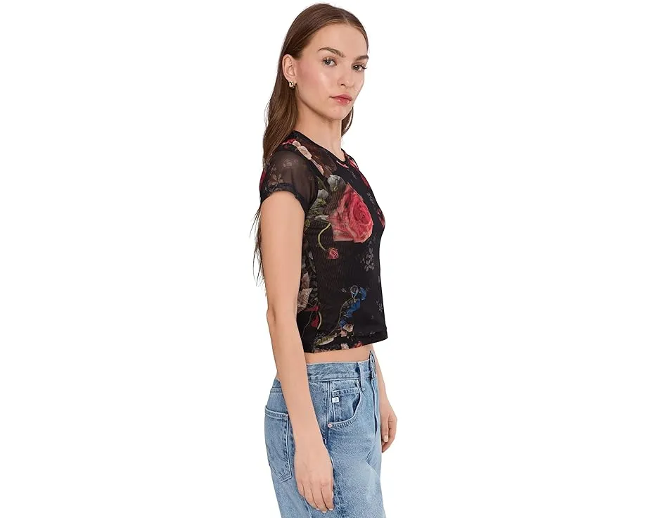 Футболка AllSaints Ellie Mesh с принтом и коротким рукавом из переработанного полиэстера