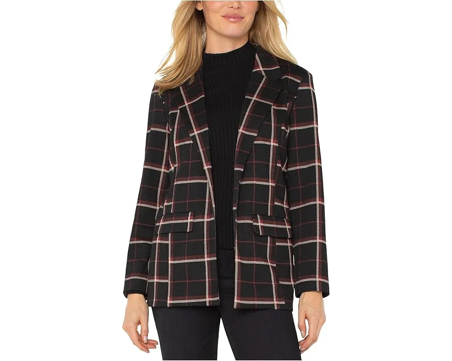 Пиджак Liverpool Los Angeles Petite Tattersall Plaid Knit Jacquard Boyfriend Blazer