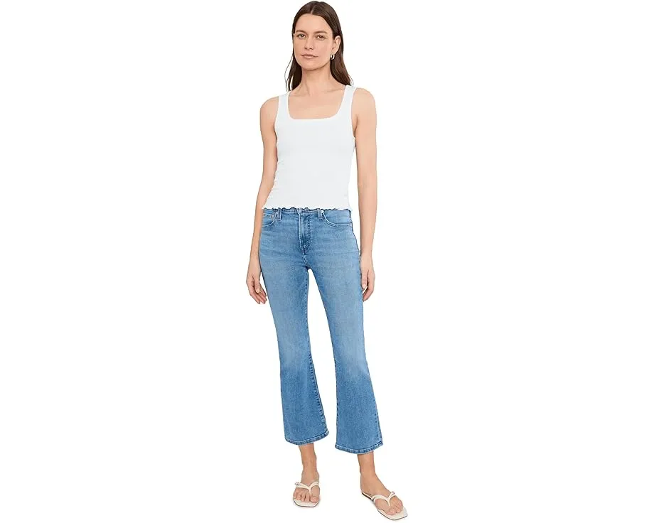 Madewell топ с круглым вырезом и сборкой