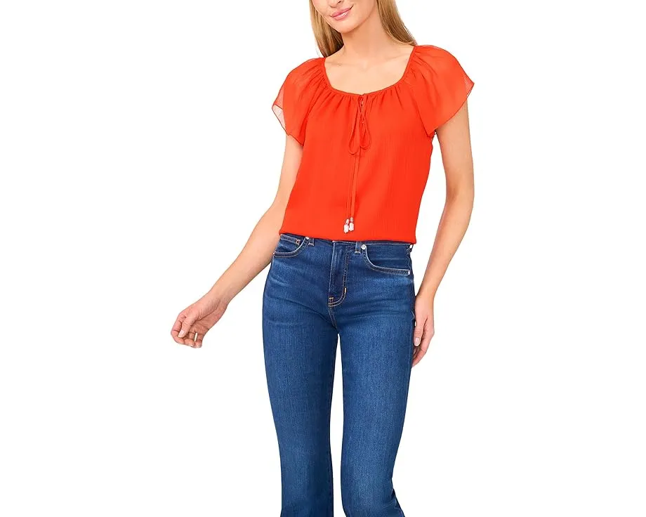 Топ с круглым вырезом и расклешенными рукавами CeCe