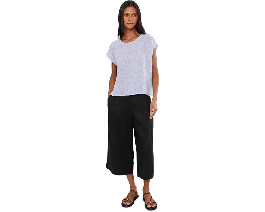 Брюки Eileen Fisher из органического льна с защипами и укороченной длиной