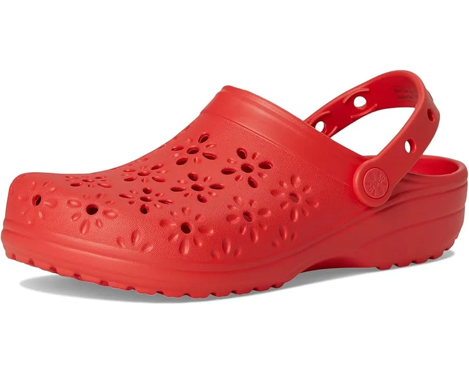 Классические сабо Crocs с ажурным цветочным дизайном и вентиляционными отверстиями