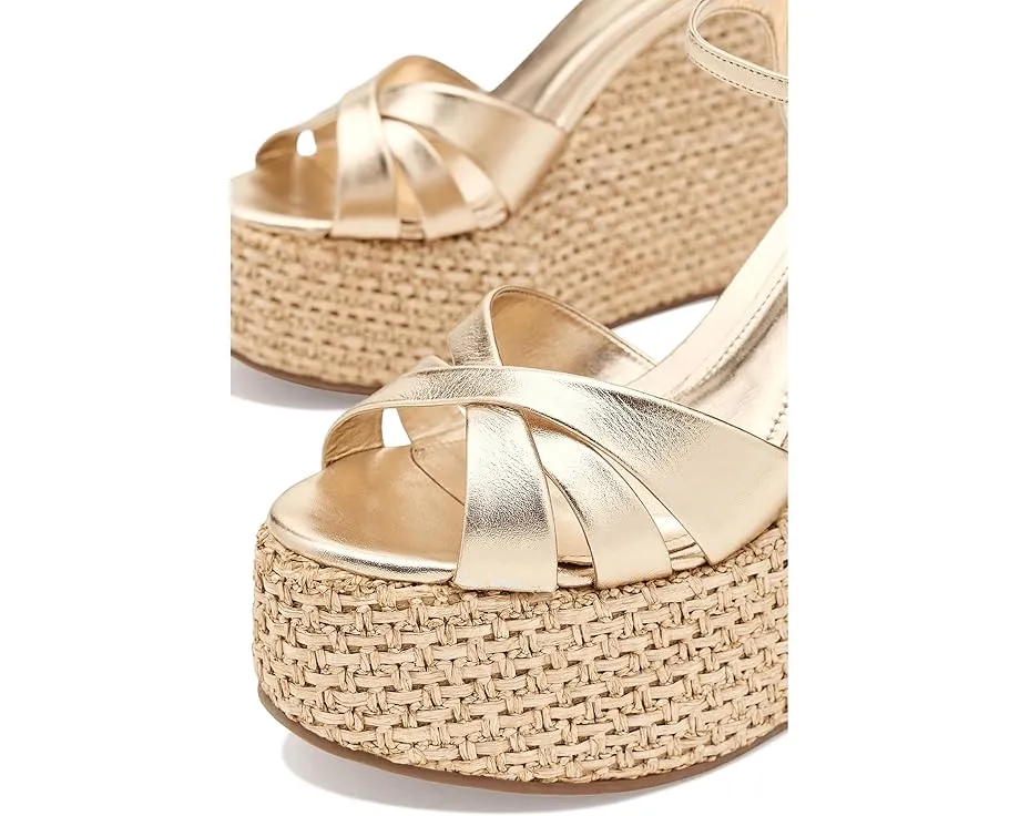Босоножки-клинья Schutz Keefa Metallic с текстурированной рафией