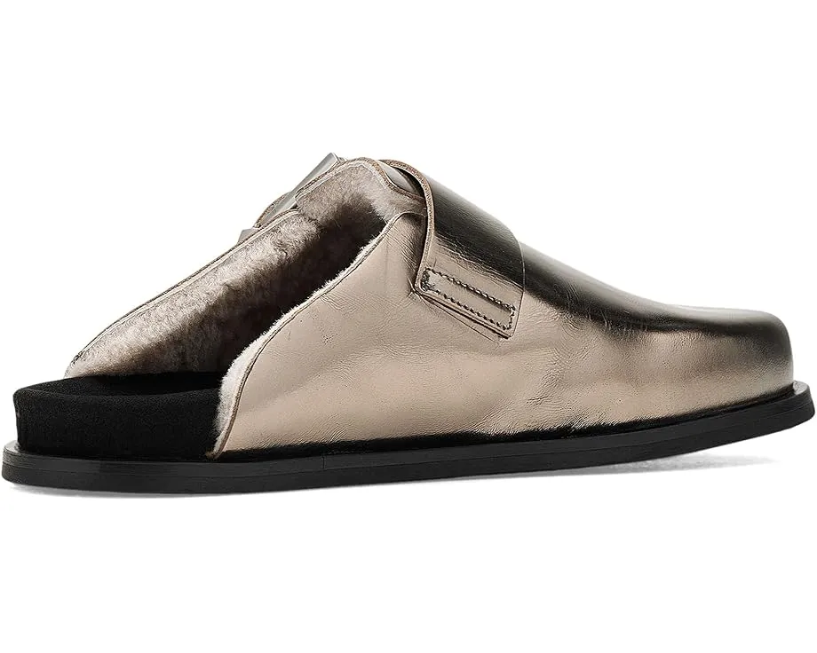 Мюли AllSaints Eris с пряжкой на металлизированном замшевом верхе и овчиной