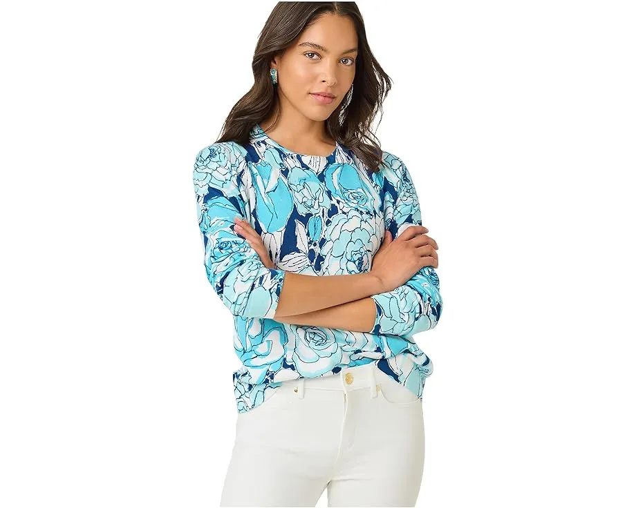 Свитер Lilly Pulitzer Tensley с цветочной вышивкой и V-образным вырезом