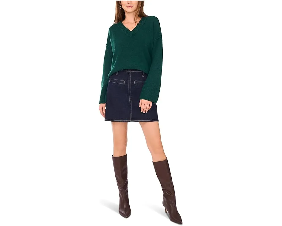 Wide Sleeve High-Low V-Neck