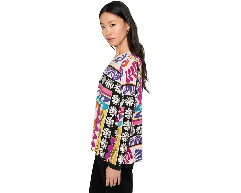 Футболка Johnny Was The Janie Favorite с длинным рукавом и круглым вырезом в цветочный принт