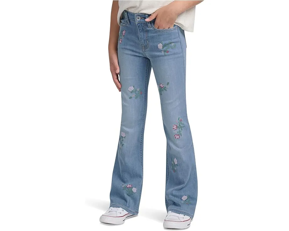 Джинсы Abercrombie Kids High-Rise Flare Floral с цветочной вышивкой и расклешенным низом