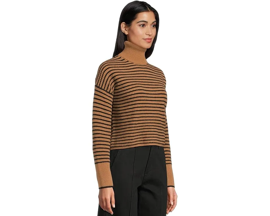 Свитер Madewell Pine Stripe Wool Waffle Stripe с воротником-водолазкой и рельефным узором