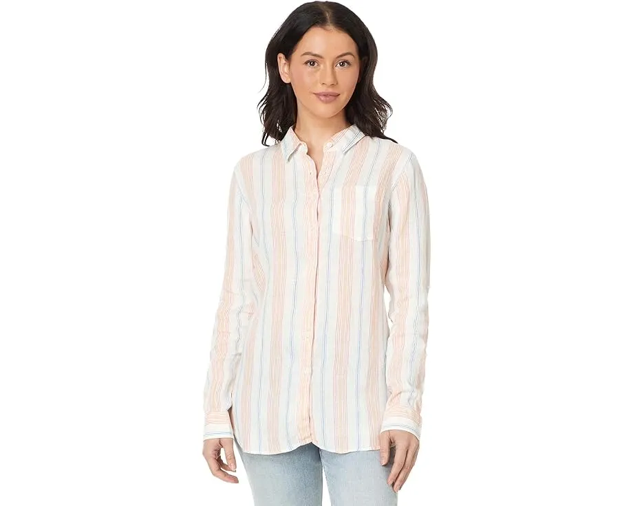 L.L.Bean Туника из стирального льна премиум-класса в полоску с воротником