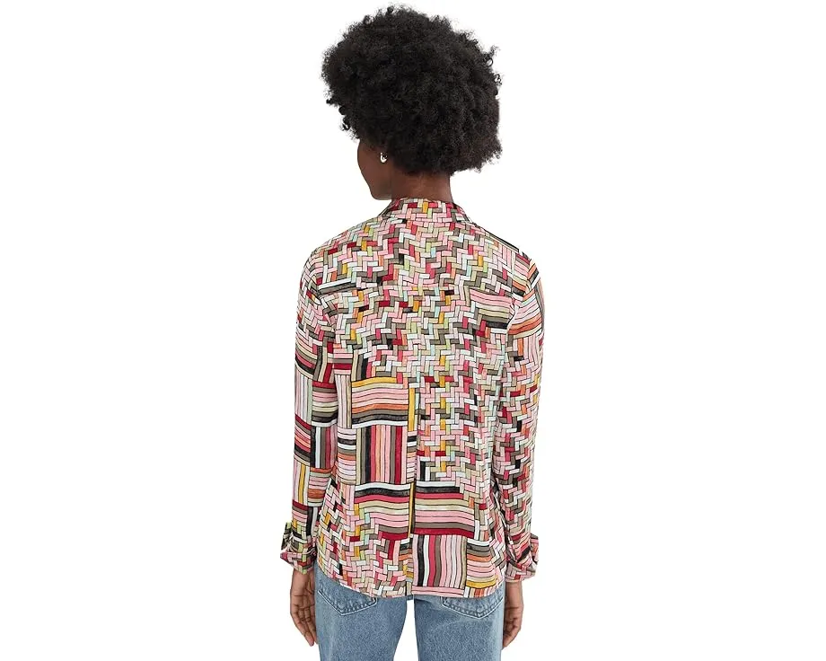 Блуза NIC+ZOE Colorweave с принтом и воротником из переработанного полиэстера