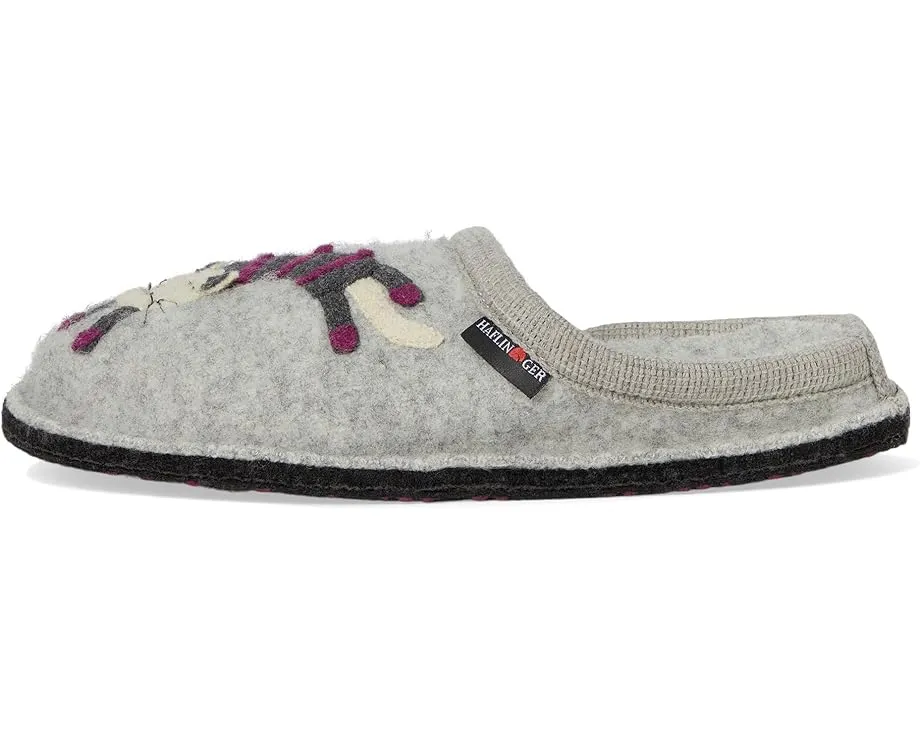 Тапочки Haflinger Katze из вареной шерсти с вышивкой