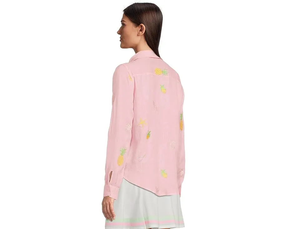 Рубашка из льна Lilly Pulitzer Sea View с накладными карманами