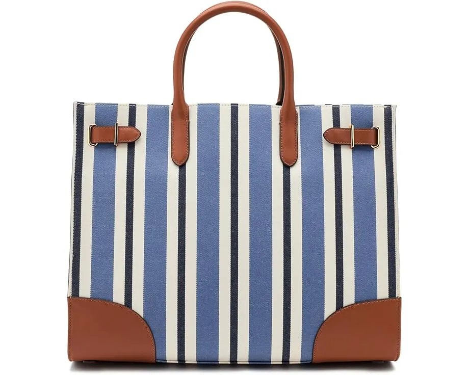 Lauren Ralph Lauren большая сумка тоут Devyn из полосатого холста с кожаными деталями