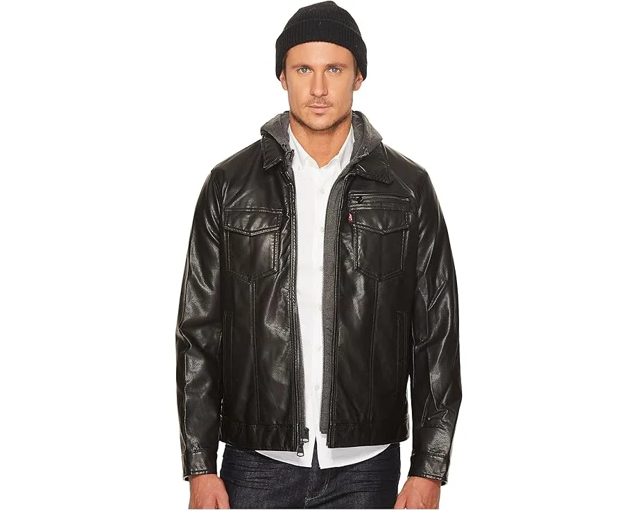 Куртка Levi's в стиле Trucker из искусственной кожи с капюшоном и подкладкой из шерпы