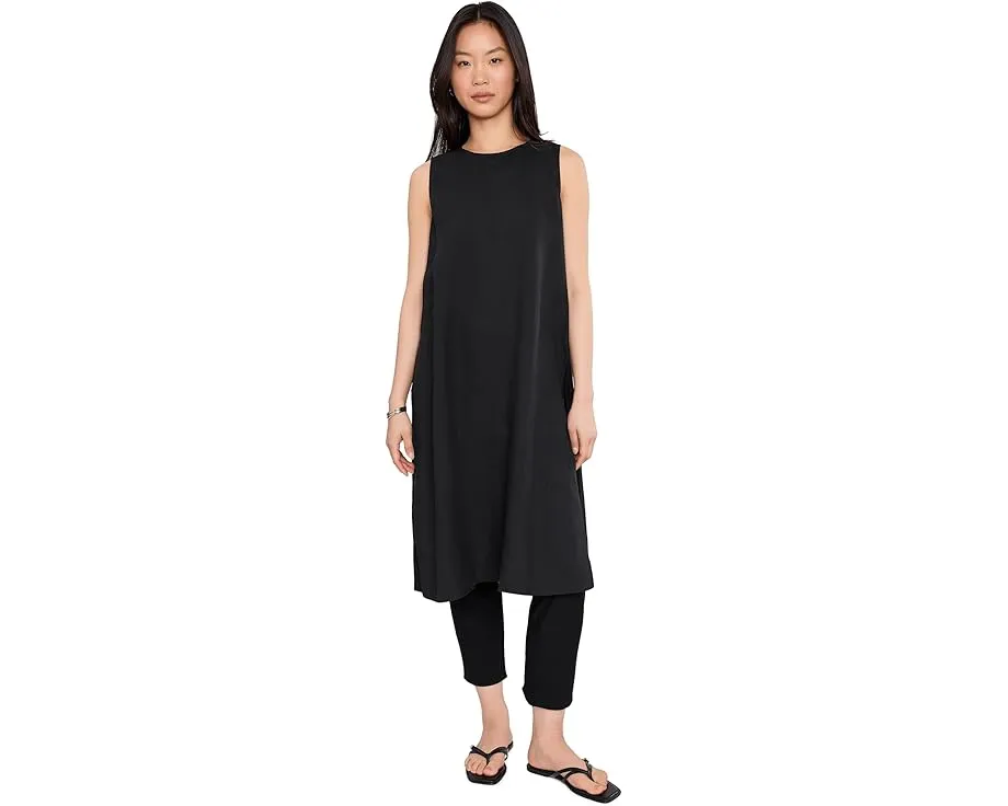 Туника миди Organic Handkerchief Linen с круглым вырезом и разрезом по бокам Eileen Fisher