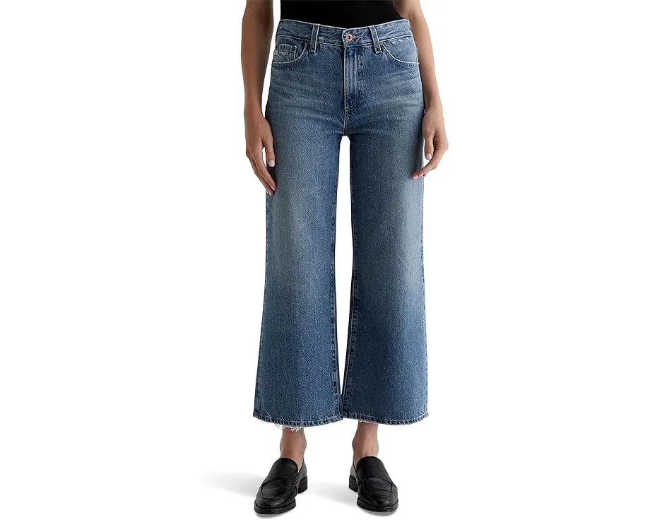 Джинсы AG Jeans Saige Mid Rise Wide Leg с широкими штанинами и укороченной длиной