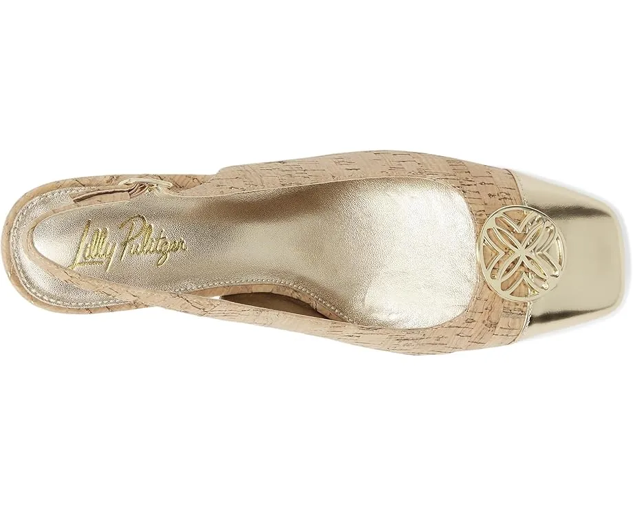 Туфли-лодочки Lilly Pulitzer Mari slingback с пробковым каблуком и зеркальной кожей