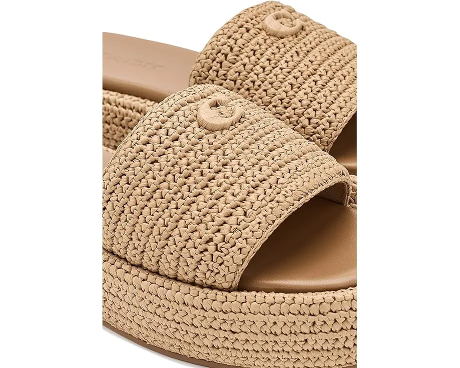 Сандалии COACH Sculpted C Raffia Flatform Slides на платформе