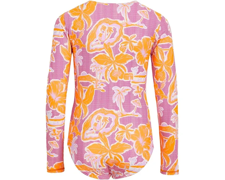 Детское обратное купальник Maaji Kids Flamingo Glow Miku с длинными рукавами и молнией