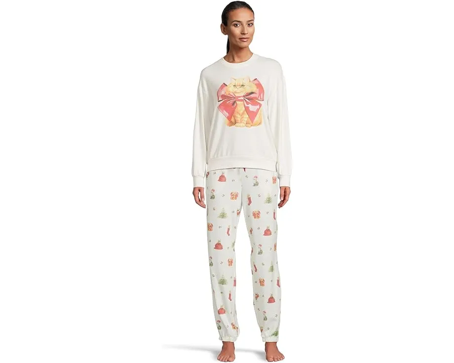 Свитшот P.J. Salvage Feline Festive с принтом кошки и манжетами
