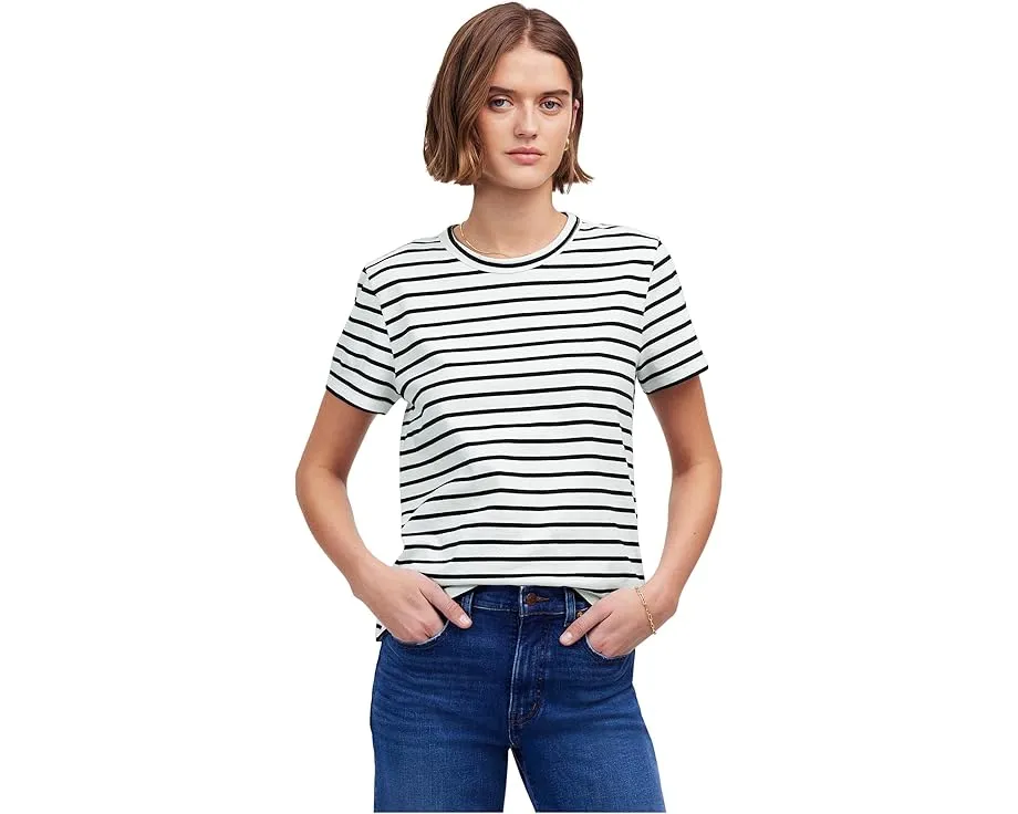 Футболка Madewell Cotton Perfect Crewneck Tee в полоску из мягкого хлопка